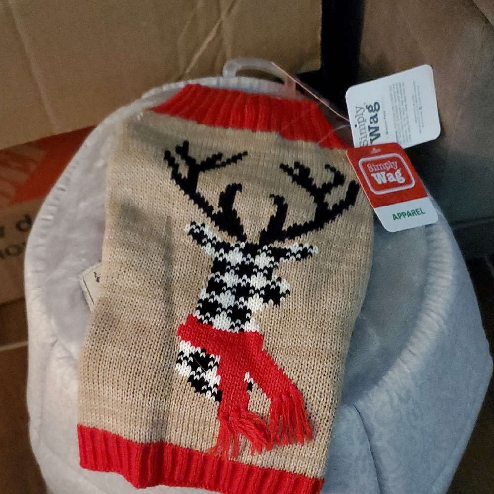 Red and Tan Reindeer Pet Sweater